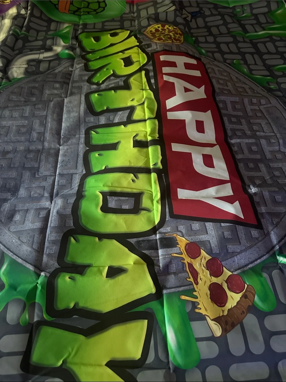 Large Happy Birthday Ninja Turtle Backdrop 8x6